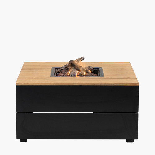pacific lifestyle Cosipure 100 Black and Teak Square Fire Pit