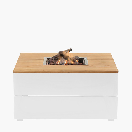 pacific lifestyle Cosipure 100 White and Teak Square Fire Pit