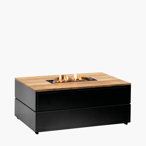 Pacific Lifestyle Cosipure 120 Black And Teak Rectangular Fire Pit