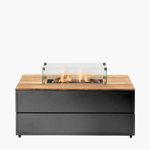 Pacific Lifestyle Cosipure 120 Black And Teak Rectangular Fire Pit