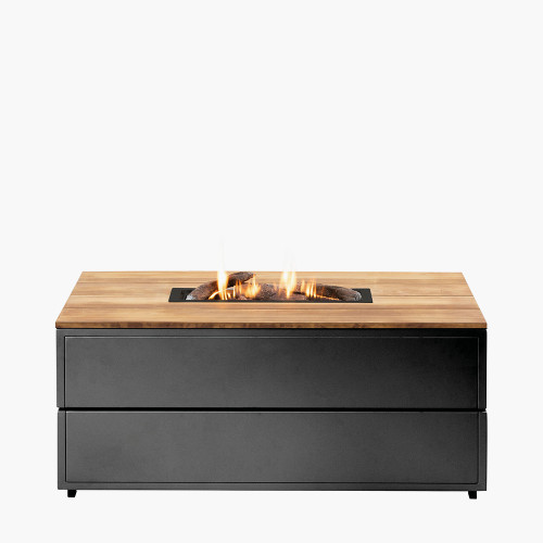 pacific lifestyle Cosipure 120 Black and Teak Rectangular Fire Pit