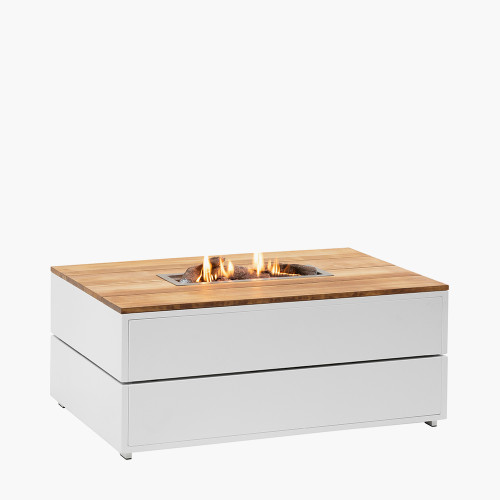 Pacific Lifestyle Cosipure 120 White And Teak Rectangular Fire Pit