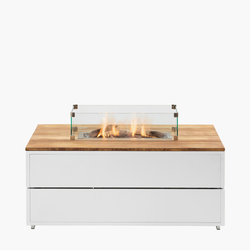 Pacific Lifestyle Cosipure 120 White And Teak Rectangular Fire Pit