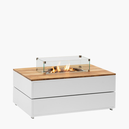 Pacific Lifestyle Cosipure 120 White And Teak Rectangular Fire Pit