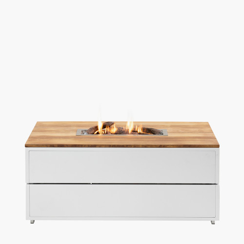 pacific lifestyle Cosipure 120 White and Teak Rectangular Fire Pit