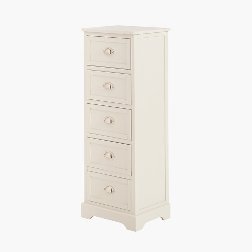 Pacific Lifestyle Croft Linen Pine Wood 5 Drawer Tall Unit
