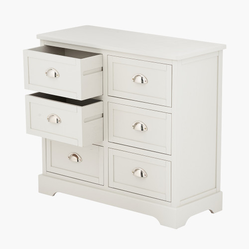 Pacific Lifestyle Croft Linen Pine Wood 6 Drawer Unit
