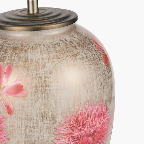 Pacific Lifestyle Dahlia Alstroemeria Medium Glass Lamp Base With Lyndon 35cm Ivory Silk Mix Knife Pleat Tapered Lampshade