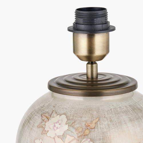 Pacific Lifestyle Daikon Flower Medium Glass Table Lamp Base With Henry 35cm White Handloom Cylinder Lampshade