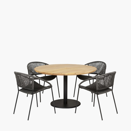 pacific lifestyle Dakota Black Outdoor 4 Seater Dining Set