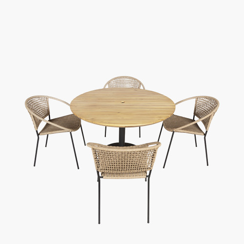 Pacific Lifestyle Dakota Natural Wheat Outdoor 4 Seater Dining Set