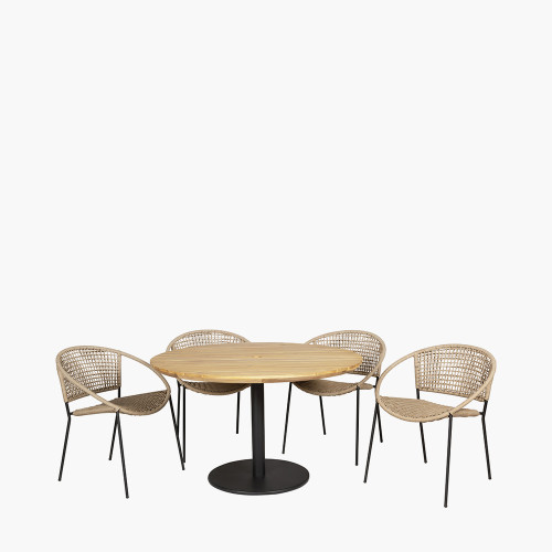 Pacific Lifestyle Dakota Natural Wheat Outdoor 4 Seater Dining Set