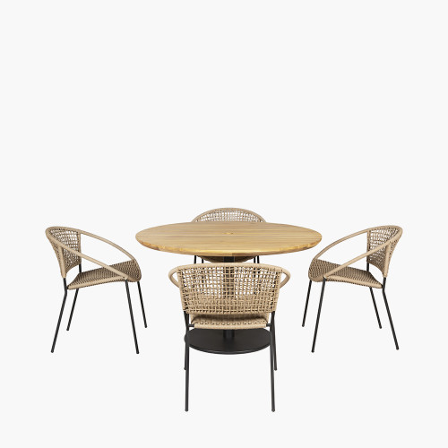 Pacific Lifestyle Dakota Natural Wheat Outdoor 4 Seater Dining Set