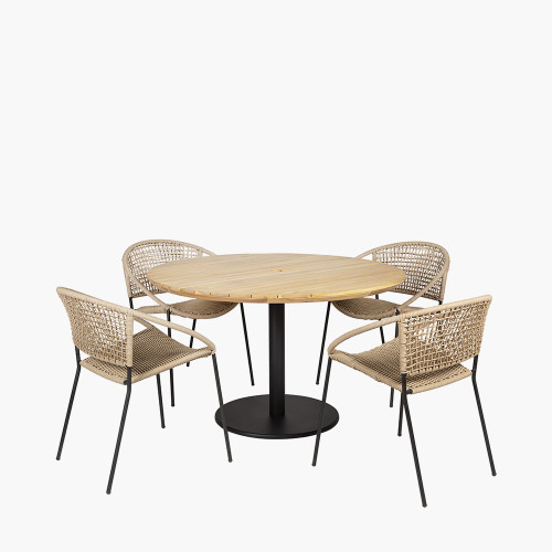 pacific lifestyle Dakota Natural Wheat Outdoor 4 Seater Dining Set