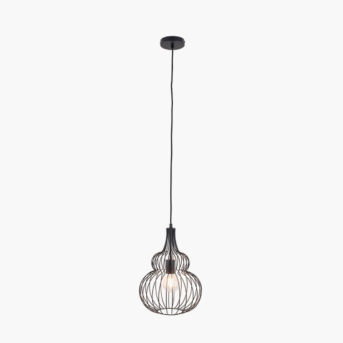 Pacific Lifestyle Dania Matt Black Metal Shaped Wire Pendant