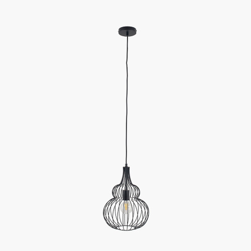 Pacific Lifestyle Dania Matt Black Metal Shaped Wire Pendant