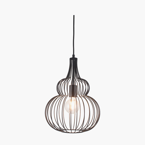 Pacific Lifestyle Dania Matt Black Metal Shaped Wire Pendant