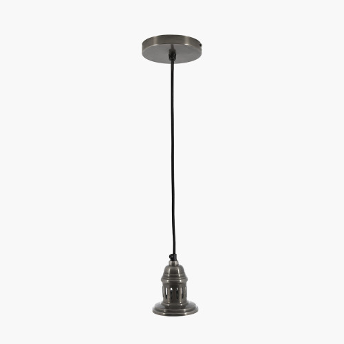 pacific lifestyle Dark Antique Silver Metal Electrical Ceiling Fitting for Café and Dome Pendants