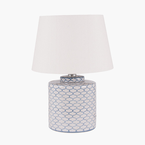 pacific lifestyle Demetri Grey and Blue Detail Ceramic Table Lamp