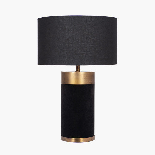 Pacific Lifestyle Dempsey Black Velvet And Antique Gold Metal Table Lamp Base