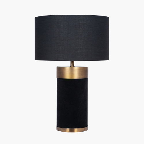 Pacific Lifestyle Dempsey Black Velvet And Antique Gold Metal Table Lamp Base