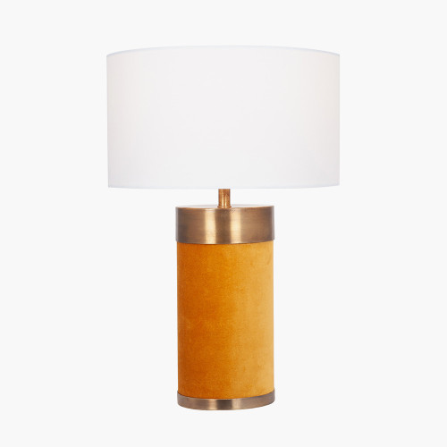 Pacific Lifestyle Dempsey Mustard Velvet And Antique Gold Metal Table Lamp Base
