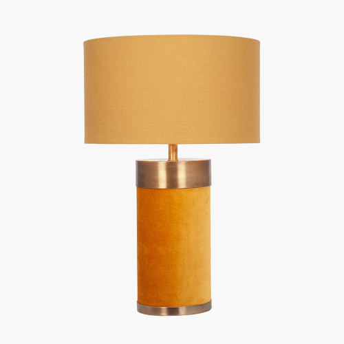 Pacific Lifestyle Dempsey Mustard Velvet And Antique Gold Metal Table Lamp Base