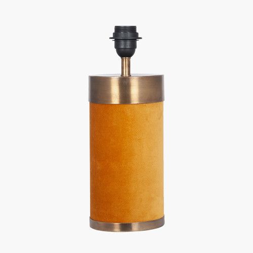 pacific lifestyle Dempsey Mustard Velvet and Antique Gold Metal Table Lamp Base