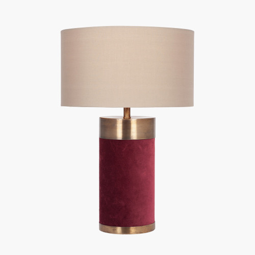 Pacific Lifestyle Dempsey Red Velvet And Antique Gold Metal Table Lamp Base