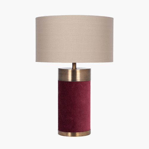 Pacific Lifestyle Dempsey Red Velvet And Antique Gold Metal Table Lamp Base