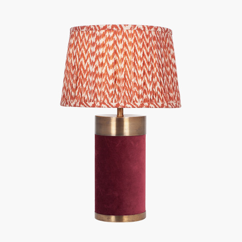 Pacific Lifestyle Dempsey Red Velvet And Antique Gold Metal Table Lamp Base