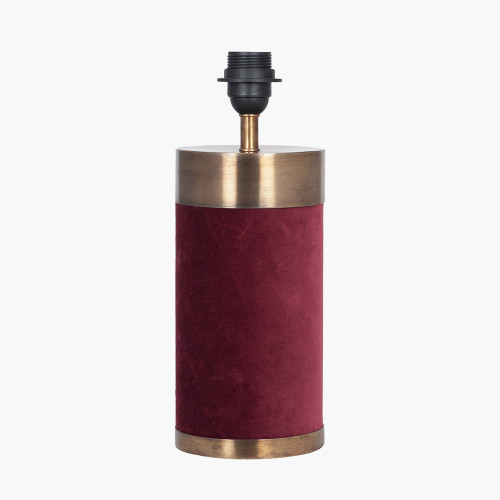 pacific lifestyle Dempsey Red Velvet and Antique Gold Metal Table Lamp Base