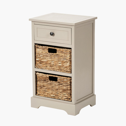 Pacific Lifestyle Devonshire Putty Pine Wood 1 Drawer 2 Basket Unit