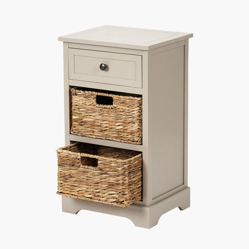 Pacific Lifestyle Devonshire Putty Pine Wood 1 Drawer 2 Basket Unit