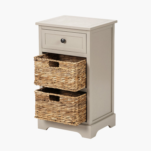 Pacific Lifestyle Devonshire Putty Pine Wood 1 Drawer 2 Basket Unit