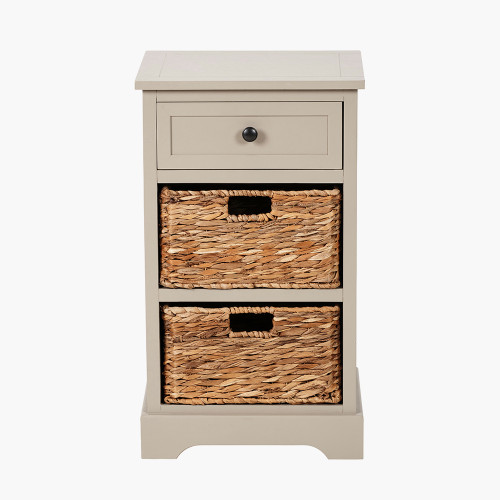 pacific lifestyle Devonshire Putty Pine Wood 1 Drawer 2 Basket Unit