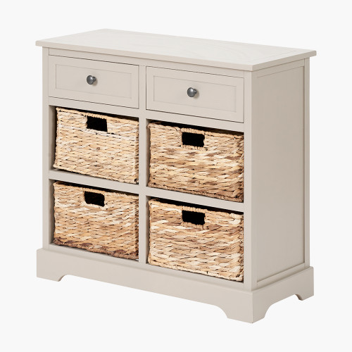 Pacific Lifestyle Devonshire Putty Pine Wood 2 Drawer 4 Basket Unit