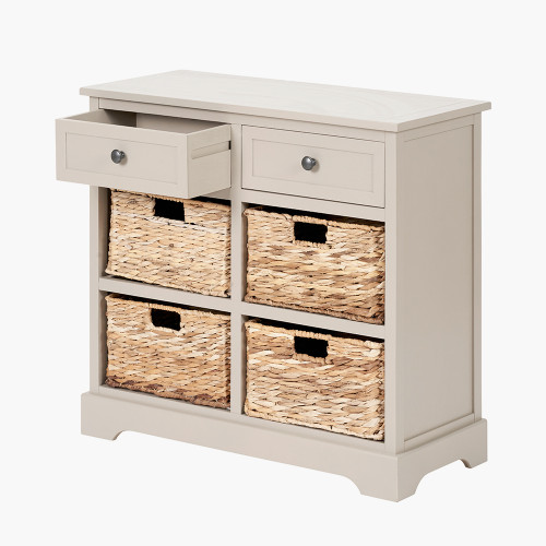 Pacific Lifestyle Devonshire Putty Pine Wood 2 Drawer 4 Basket Unit