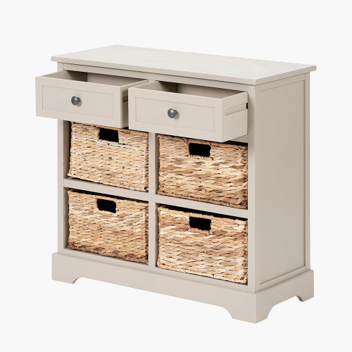 Pacific Lifestyle Devonshire Putty Pine Wood 2 Drawer 4 Basket Unit