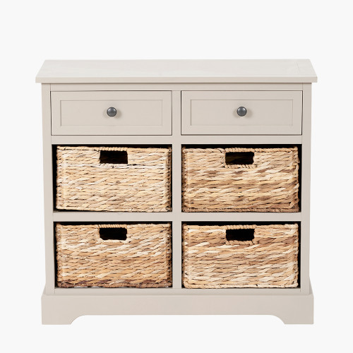 pacific lifestyle Devonshire Putty Pine Wood 2 Drawer 4 Basket Unit