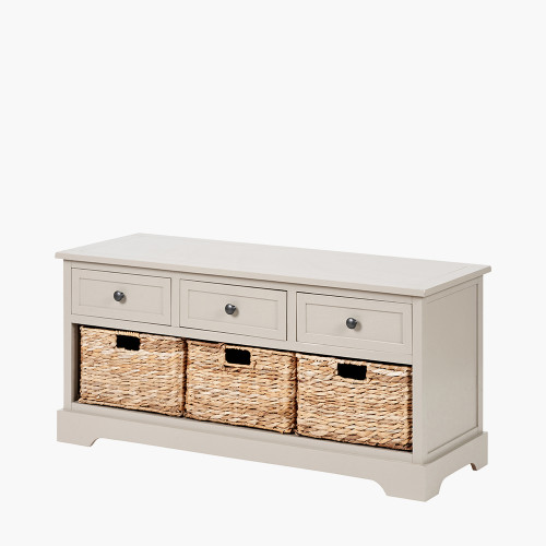 Pacific Lifestyle Devonshire Putty Pine Wood 3 Drawer 3 Basket Unit
