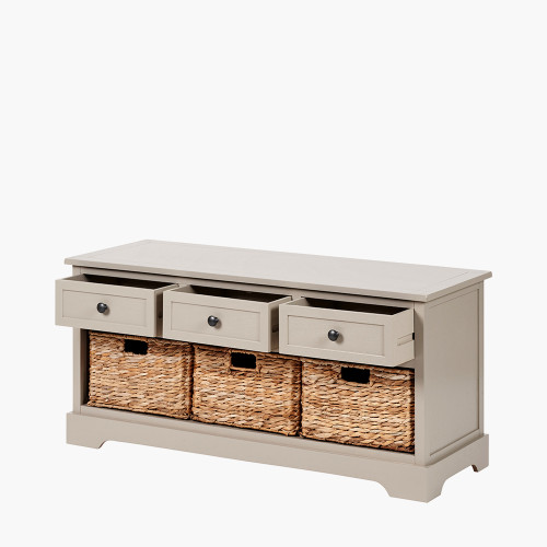 Pacific Lifestyle Devonshire Putty Pine Wood 3 Drawer 3 Basket Unit