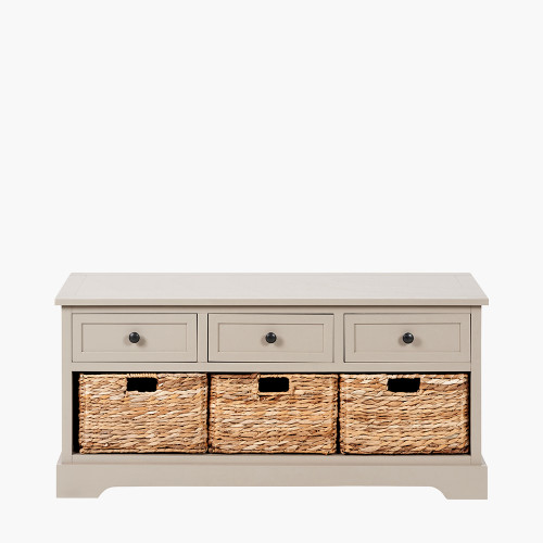 pacific lifestyle Devonshire Putty Pine Wood 3 Drawer 3 Basket Unit