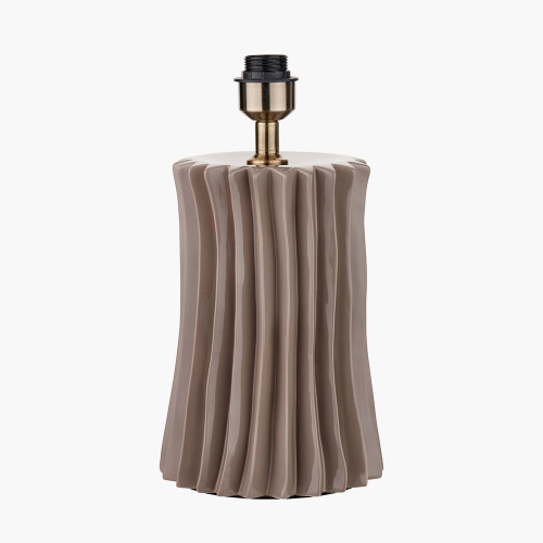 Pacific Lifestyle Devony Taupe Pleated Ceramic Table Lamp Base