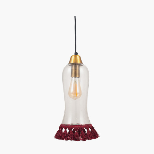pacific lifestyle Dita Clear Organic Glass and Red Tassel Pendant