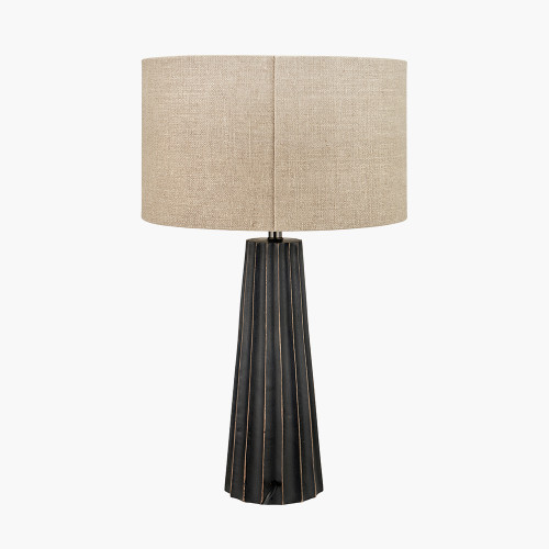 Pacific Lifestyle Draydon Black Wash Mango Wood Textured Cone Table Lamp