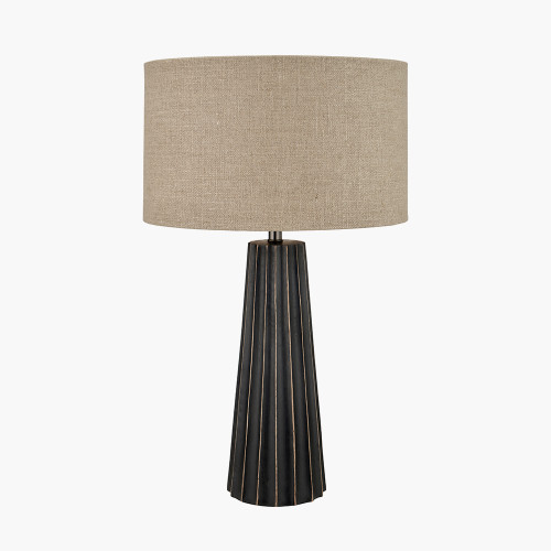 Pacific Lifestyle Draydon Black Wash Mango Wood Textured Cone Table Lamp