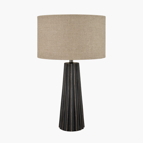 pacific lifestyle Draydon Black Wash Mango Wood Textured Cone Table Lamp