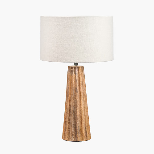 Pacific Lifestyle Draydon Natural Mango Wood Textured Cone Table Lamp