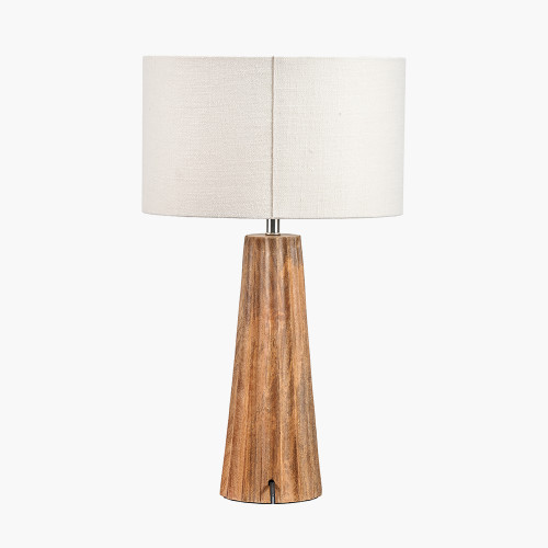 Pacific Lifestyle Draydon Natural Mango Wood Textured Cone Table Lamp